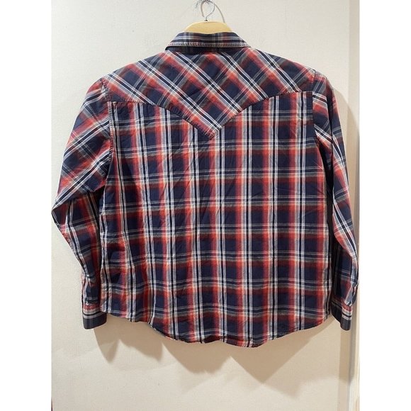 Wrangler Snap Wide Stitch Mens Plaid Long Sleeve Pearl Snap Shirt Sz 2xl - Picture 4 of 7